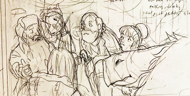 pencil drawing of the Frozen North gang