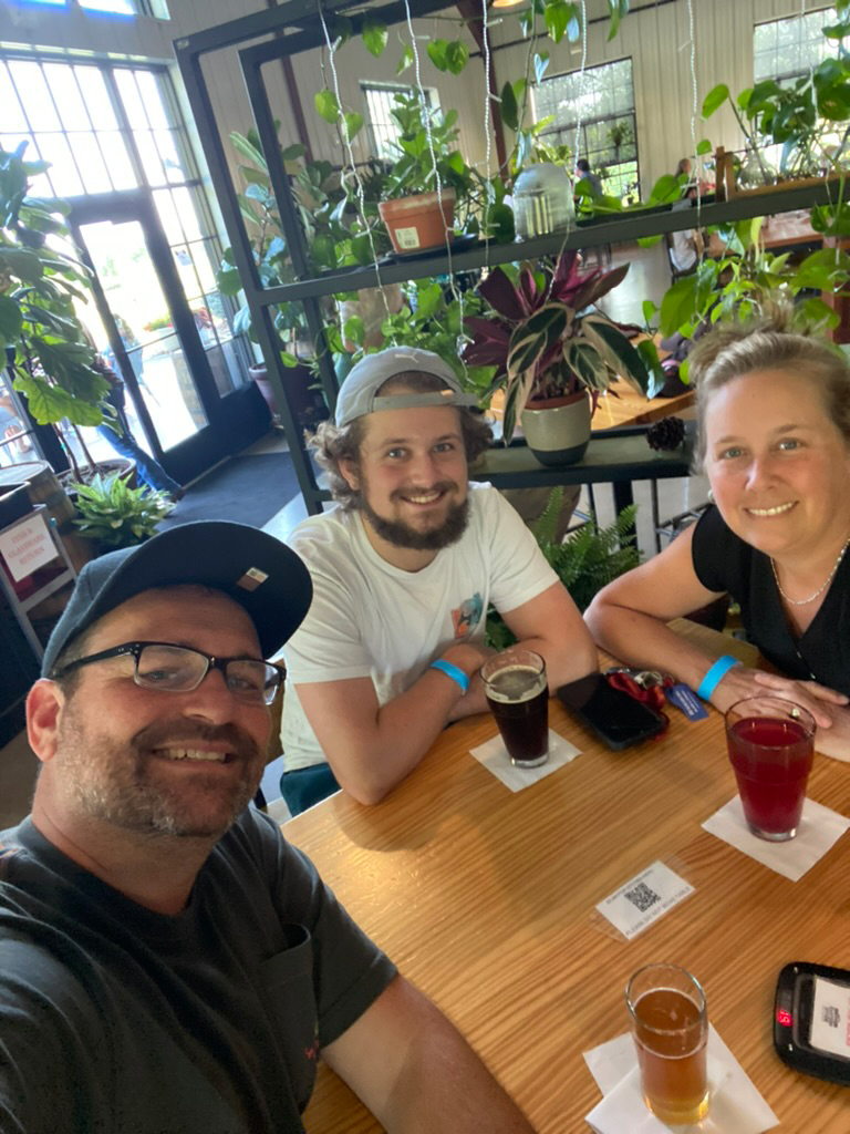 A photo of Colin, Danette and I at the Eastern Divide Brewery.