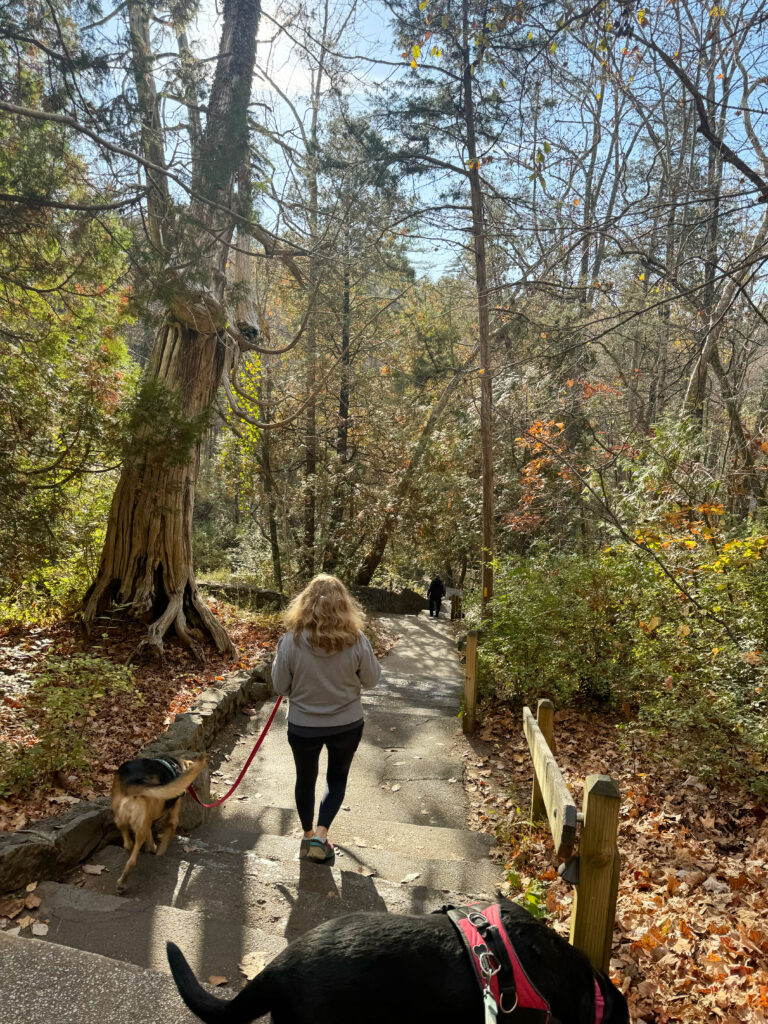 hiking down to natural bridge